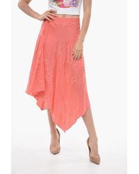Stella McCartney - Jacquard Silk Blend Midi Skirt With Asymmetric Design - Lyst