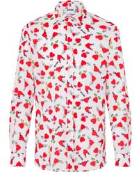 Moschino - Long-Sleeve Button-Up Shirt With Playful Heart And Cherry Print - Lyst