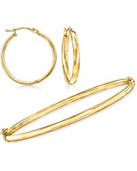 Ross-Simons - Italian 14kt Yellow Jewelry Set: 3mm Hoop Earrings And Bangle Bracelet - Lyst
