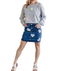 Main Strip - Amanda Sequined Hearts Pullover Sweatshirt - Lyst