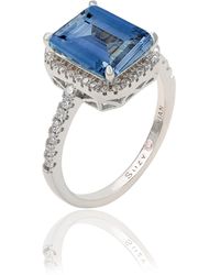 Suzy Levian - Golden Sterling Large Emerald-Cut And Cubic Zirconia Halo Ring - Lyst
