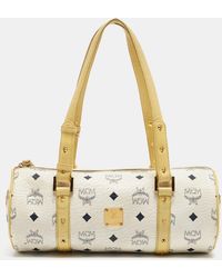 MCM - Visetos Coated Canvas And Leather Rolle Boston Bag - Lyst