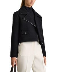 Reiss - Arlow Cropped Wool-Blend Biker Jacket - Lyst