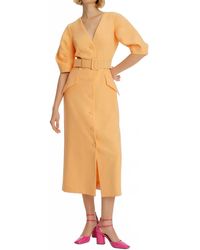 Exquise - Belted Puff Sleeve Maxi Dress - Lyst