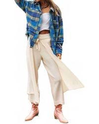 Davi & Dani - Multi Plaid Fringe Hem Shirt Jacket Shacket - Lyst