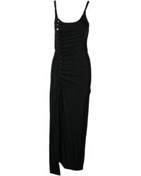 Rabanne - Ruched Midi Dress With Snap Button Detail - Lyst