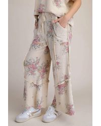 Easel - Waffle Floral Wide Leg Pant - Lyst