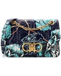 Ferragamo - Gancini Turnlock Flap Bag Gancini Quilted Printed Leather Medium - Lyst