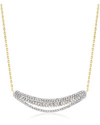 Ross-Simons - Diamond Curved Bar Necklace - Lyst