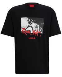 HUGO - Cotton-jersey T-shirt With Spray-paint Artwork - Lyst