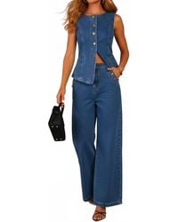 EmberLoom - Structured Denim Vest - Lyst
