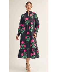 Jodifil - Floral Long Sleeve Midi Dress - Lyst