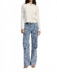 En Saison - Floral Distressed Denim Pants - Lyst