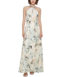 Calvin Klein - Chiffon Floral Evening Dress - Lyst