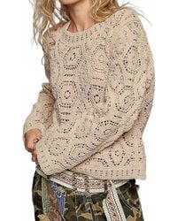 Pol - Round Neck Open Knit Crochet Sweater - Lyst