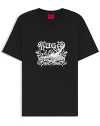 HUGO - Cotton-Jersey T-Shirt With Logo Artwork - Lyst