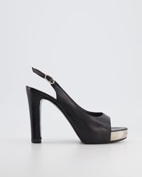 Chanel - Matte Leather Pumps With Silver Logo Detail - Lyst