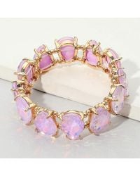 Fashnzfab - Teardrop Glass Stone Cluster Stretch Evening Bracelet, Opal - Lyst