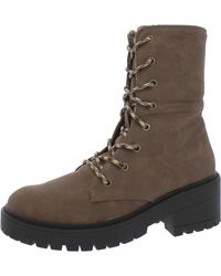 Skechers - Faux Leather Knit Lined Combat & Lace-up Boots - Lyst