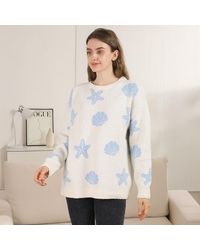 TRUEDAMES - Seashell Starfish Pattern Crew Neck Sweater - Lyst