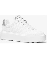 Michael Kors Outlet - Romey Metallic Two-Tone Signature Logo Platform Sneaker - Lyst