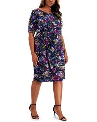 Connected Apparel - Plus Floral Print Knee-length Sheath Dress - Lyst