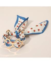 Fashnzfab - Metal Quatrefoil Ring Patterned Fabric Fabric Scarf Adjustable Bracelet - Lyst