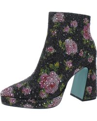 Betsey Johnson - Della Rhinestone Pointed Toe Ankle Boots - Lyst