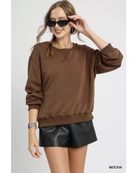 TRUEDAMES - Round Neck Long Sleeve Fleece Sweatshirt - Lyst