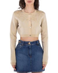 Versace - Barocco Lurex Cropped Cardigan - Lyst