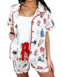 She + Sky - Sleepy Pup High-Rise Cotton Pj Set - Lyst