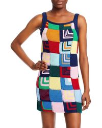 RE/DONE - Patchwork Knit Short Mini Dress - Lyst