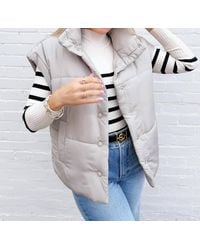 Blu Pepper - Oversized Snap Button Puffer Vest - Lyst