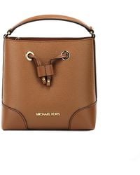 Michael Kors - Mercer Small luggage Pebbled Leather Bucket Crossbody Bag Purse - Lyst