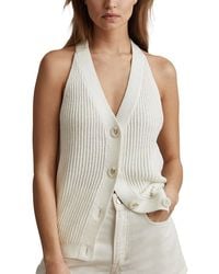 Reiss - Sinead Linen-Blend Button Halter Waistcoat - Lyst