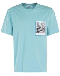 Helmut Lang - Postcard Print T-Shirt With Ribbed Crew Neckline - Lyst
