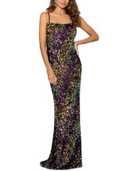 Betsy & Adam - Sequined Lace-up Back Evening Dress - Lyst