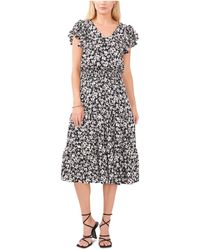 Vince Camuto - Smocked Midi Fit & Flare Dress - Lyst