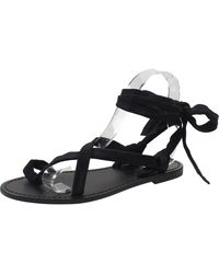 Aqua - Yasmine Toe Loop Leather Strappy Sandals - Lyst