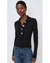 Madewell - Polo Sweater Ribbed Lettuce Hem Long Sleeve Gbo3260 - Lyst