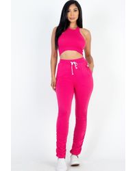TRUEDAMES - Fashnzfab Crop Tank Top & Ruched Pants Set - Lyst