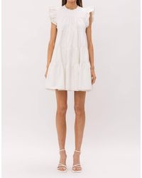 SOFIA The Label - Karis Tiered Denim Mini Dress - Lyst