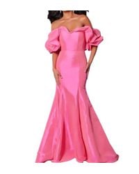 Jovani - Off The Shoulder Ruffled Sleeves Mermaid Gown - Lyst