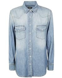 Dondup - Light Wash Denim Shirt With Button-Down Front - Lyst