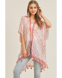 TRUEDAMES - Multi Dash Pattern Tassel Kimono - Lyst