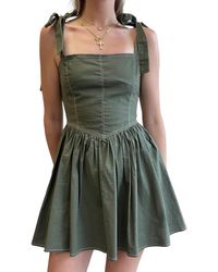 Idem Ditto - Fierce Pocketed Linen Shoulder Tie Mini Dress - Lyst