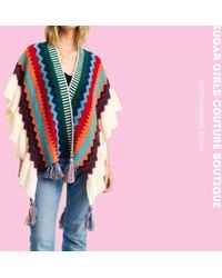 Love Sense - Sassy Kimono Style Poncho With Ruffles - Lyst