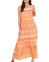 Bella Dahl - Square Neck Stripe Linen Maxi Dress - Lyst