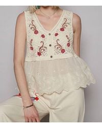 Pol - Penelope Cotton Button Down Peplum Top - Lyst