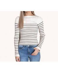 Miou Muse - Long Sleeve Stripe Pattern Ribbed Knitted Top - Lyst